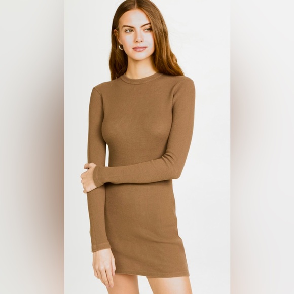 Monrow Dresses & Skirts - MONROW BRUSHED THERMAL MINI DRESS NWT DUSTY OLIVE LARGE